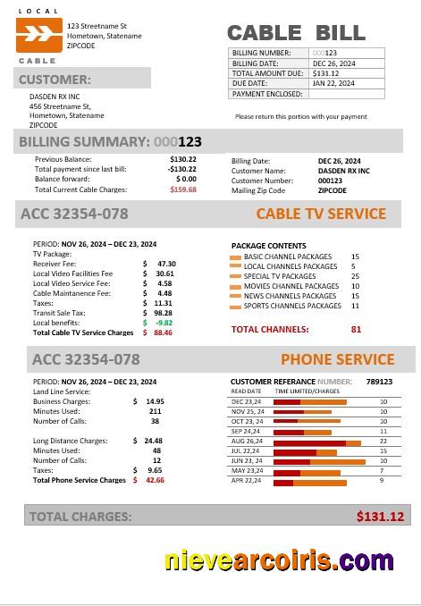 USA Marine Local Cable business utility bill